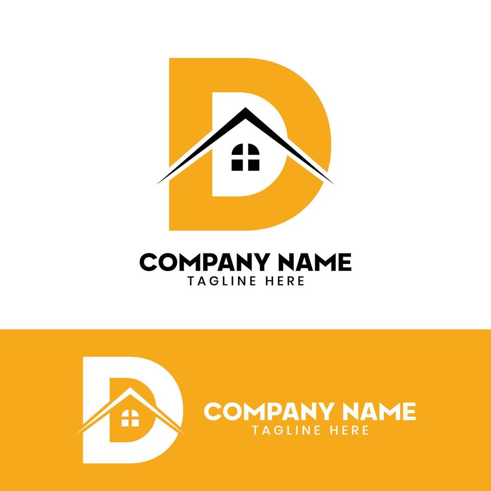 Initial letter D real estate logo vector, initial letter D house logo vector