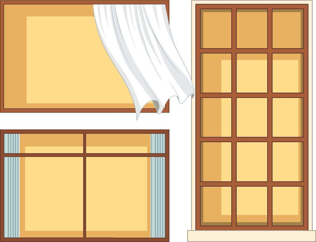 Isolated wooden window for decor vector