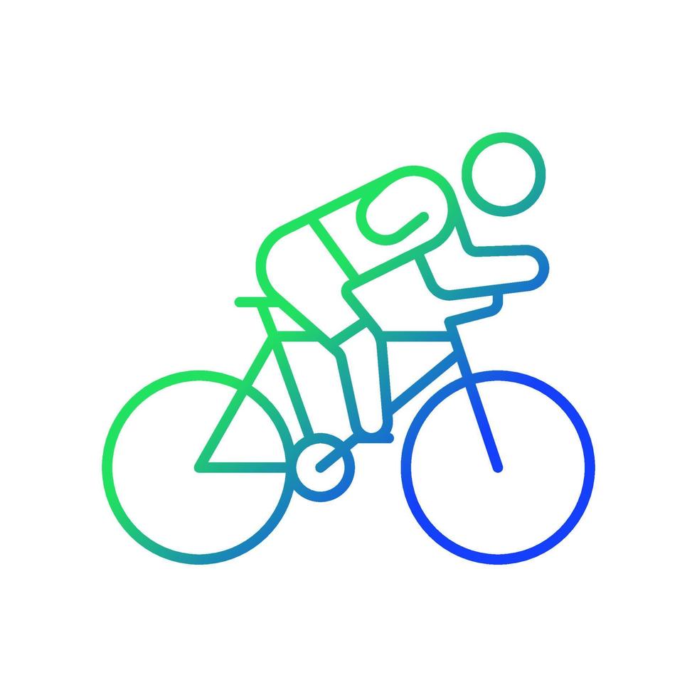 icono de vector lineal de gradiente de ciclismo de pista. competencia de carreras de bicicletas. deportistas con discapacidad física. símbolo de color de línea delgada. pictograma de estilo moderno. dibujo de contorno aislado vectorial