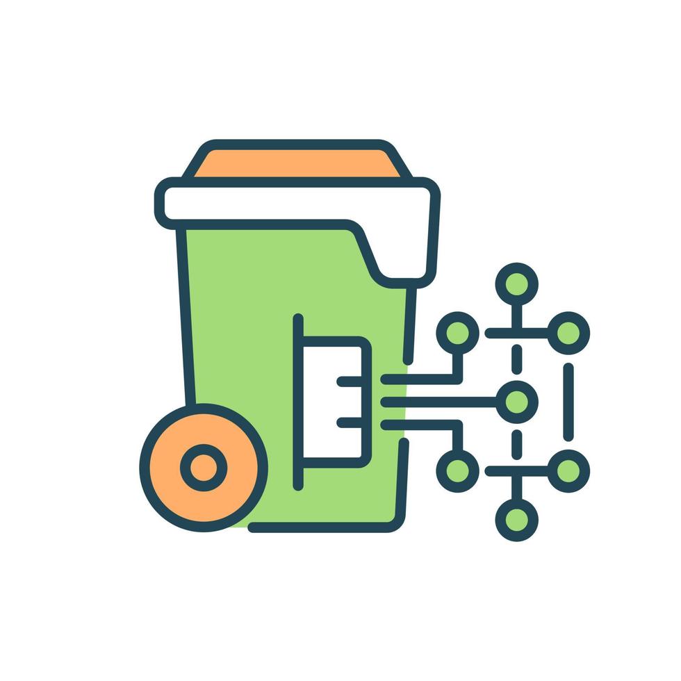 Smart bin RGB color icon. Using modern technologies to reduce level of environmental pollution. Development of modern technologies. Isolated vector illustration. Simple filled line drawing