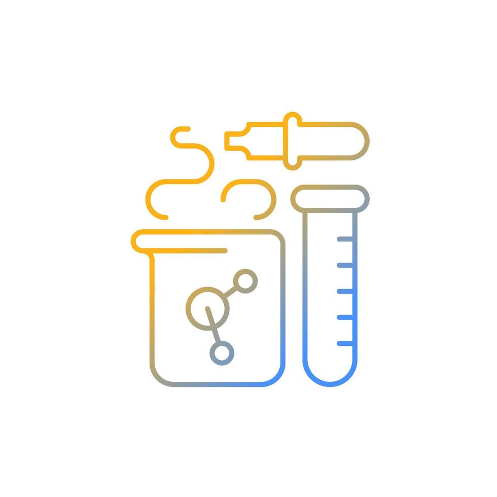 Chemistry gradient linear vector icon. Chemical reaction in beaker. Test tube, pipette, flask. Laboratory equipment. Thin line color symbol. Modern style pictogram. Vector isolated outline drawing