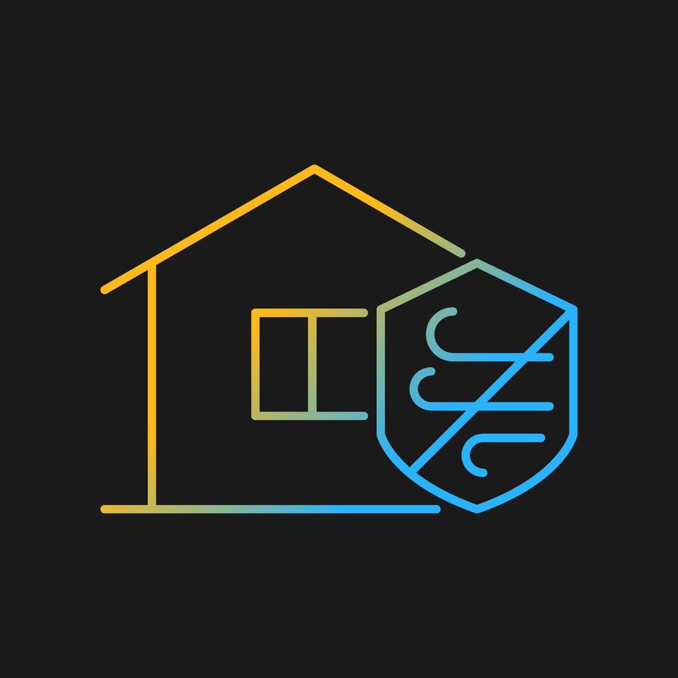 Weather resistance gradient vector icon for dark theme. Weatherproofing apartment building. Hurricane-resistant home. Thin line color symbol. Modern style pictogram. Vector isolated outline drawing