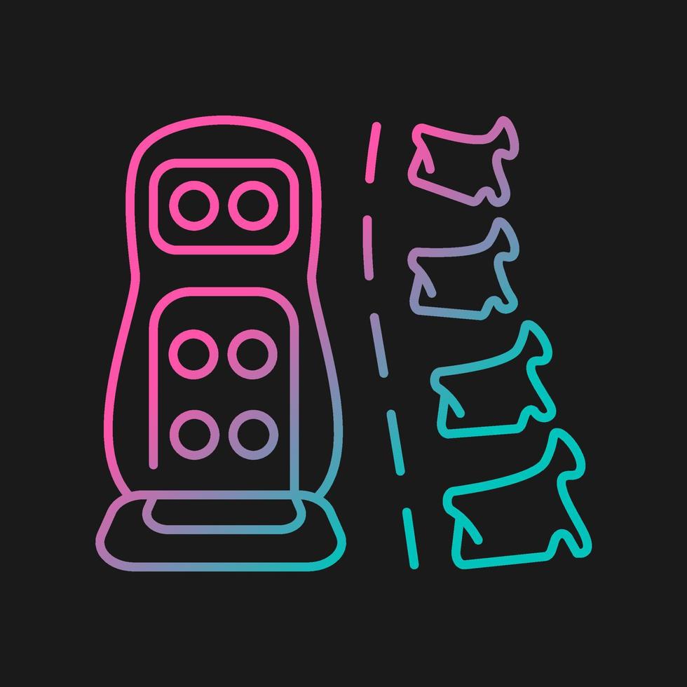 Vibration massage mat gradient vector icon for dark theme. Vibrating device with heating function. Body treatment. Thin line color symbol. Modern style pictogram. Vector isolated outline drawing