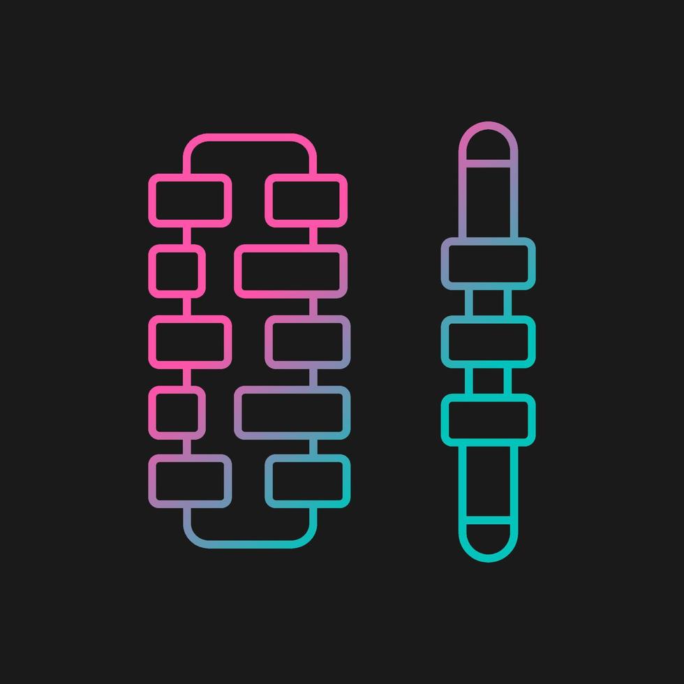 Massage roller sticks gradient vector icon for dark theme. Tool for reducing muscle pain and tension. Handheld massager. Thin line color symbol. Modern style pictogram. Vector isolated outline drawing