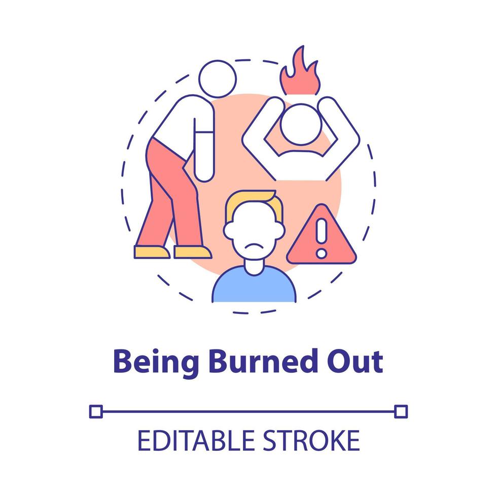 Being burned out concept icon. Disbalanced lifestyle problem abstract idea thin line illustration. Isolated outline drawing. Editable stroke. Roboto-Medium, Myriad Pro-Bold fonts used vector