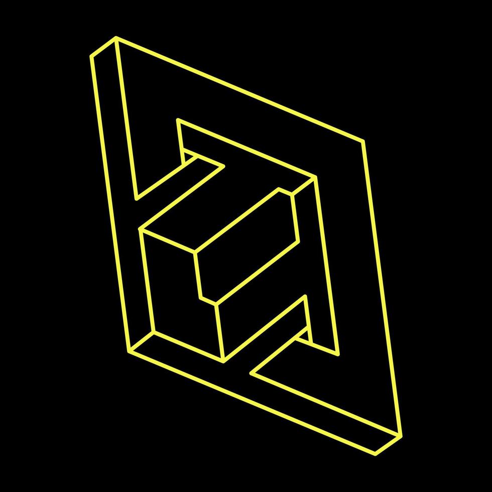Impossible shape logo design, optical illusion object. Optical art. Sacred geometry figure. Line art. vector