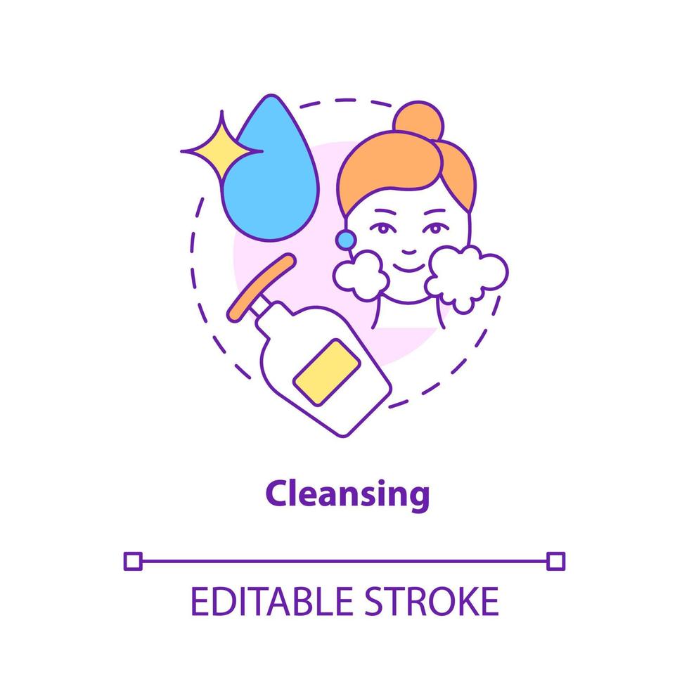 Cleansing concept icon. Cosmetological procedure. Skincare routine abstract idea thin line illustration. Isolated outline drawing. Editable stroke. Roboto-Medium, Myriad Pro-Bold fonts used vector