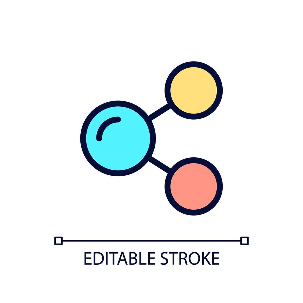 Social media sharing pixel perfect RGB color icon. Marketing strategy and promotion. Online store. Isolated vector illustration. Simple filled line drawing. Editable stroke. Arial font used