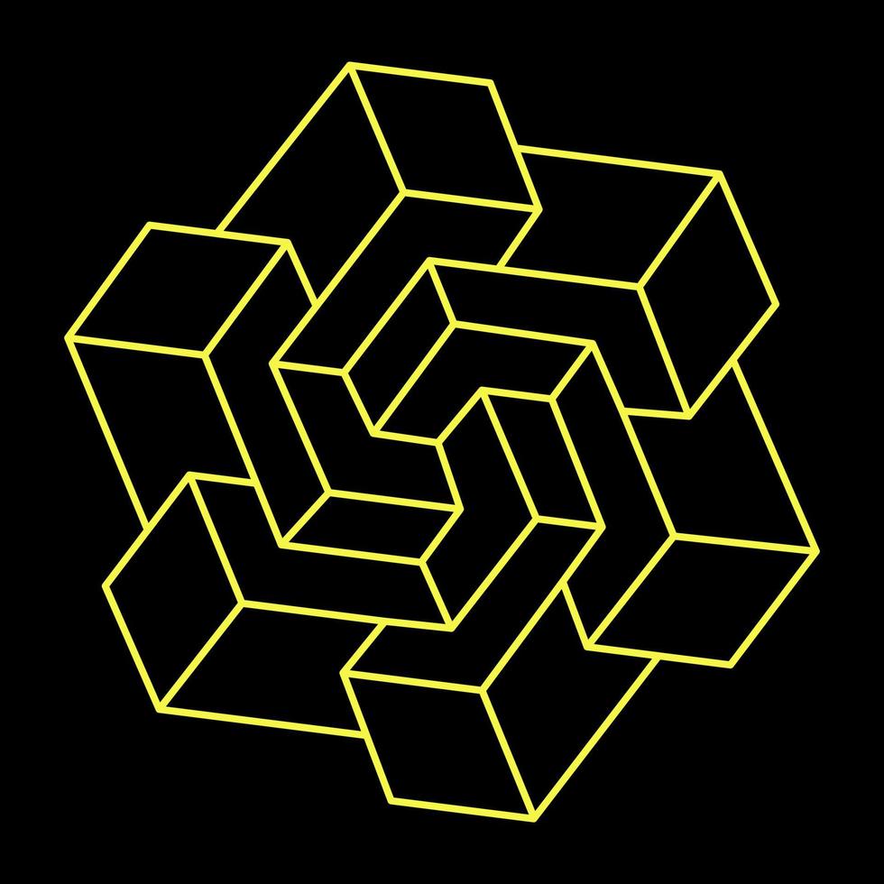 Impossible shape. Web design element. Optical illusion object. Line design. vector