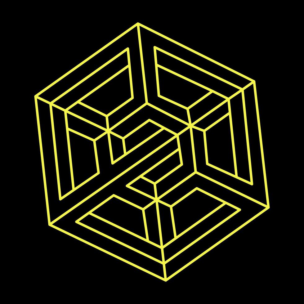 Impossible shapes logo design, optical illusion object. Optical art figure. vector
