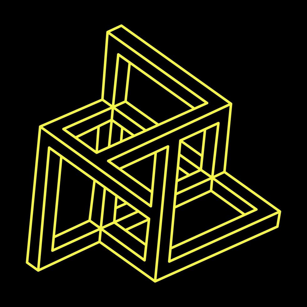 Impossible optical illusion shape. Optical art object. Impossible figures. Line art. Geometry. vector
