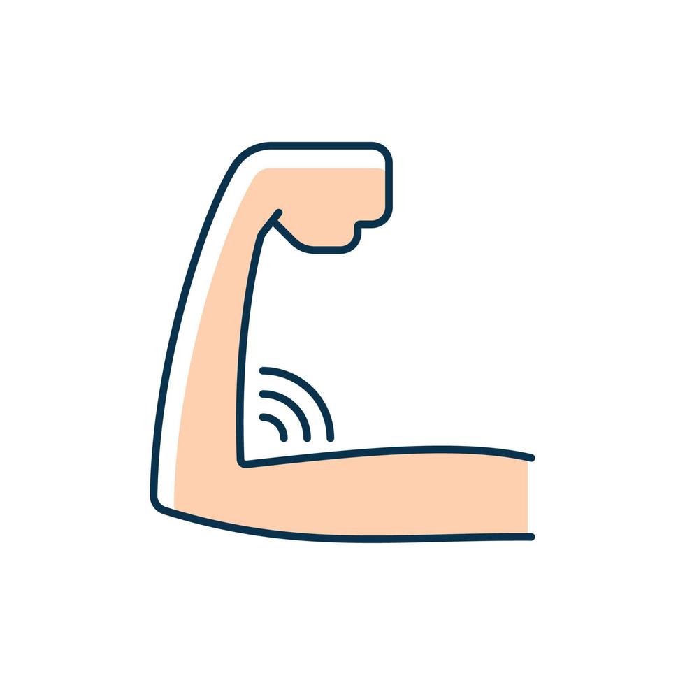 Lack of muscular strength RGB color icon. Experiencing weakness. Muscle atrophy. Joint disorders. Chronic autoimmune disease. Aging process. Isolated vector illustration. Simple filled line drawing