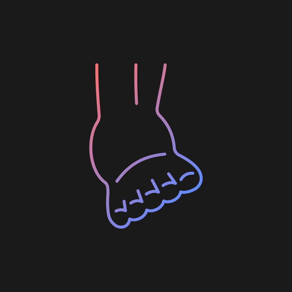 Joint sprain gradient vector icon for dark theme. Ankle ligaments tearing. Sports injury. Overstretched joint. Thin line color symbol. Modern style pictogram. Vector isolated outline drawing