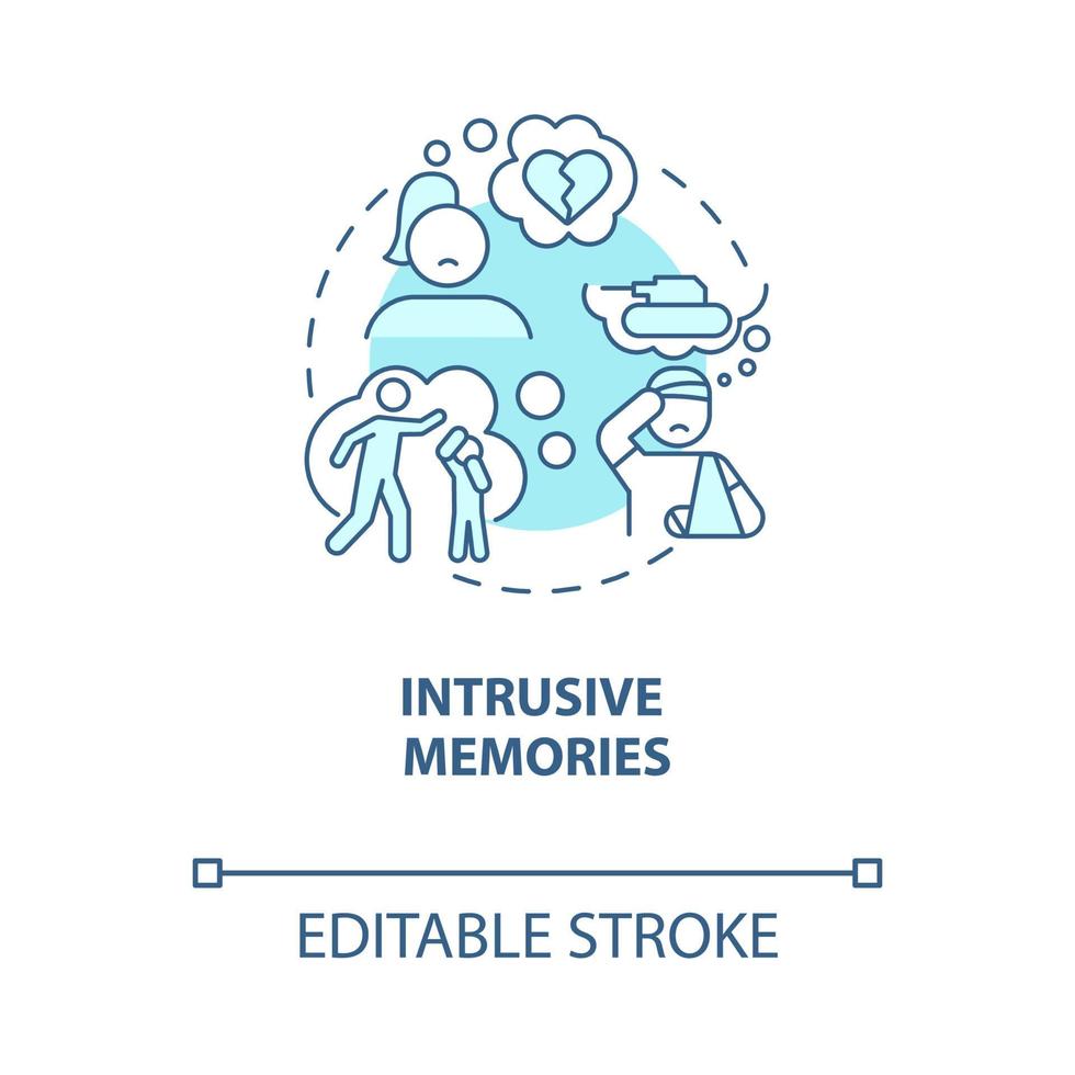 Intrusive memories blue concept icon. Hate speech effect abstract idea thin line illustration. Experiencing psychological damage. Vector isolated outline color drawing. Editable stroke