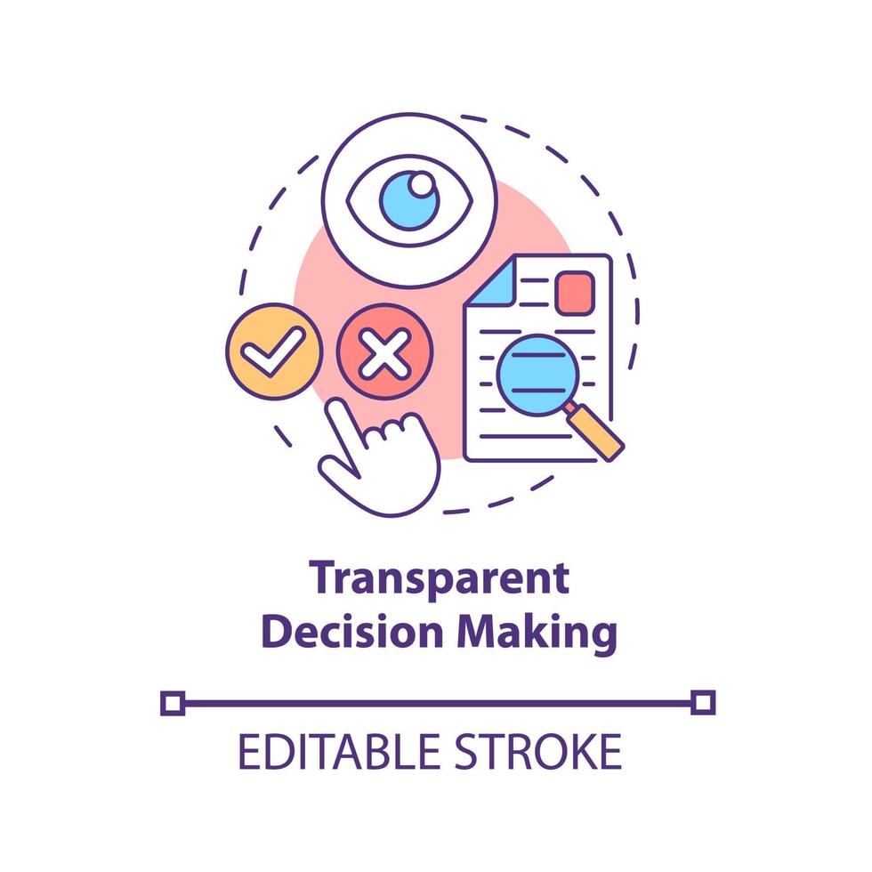 icono de concepto de toma de decisiones transparente. transparencia política idea abstracta ilustración de línea delgada. aumento de la conciencia pública. dibujo de color de contorno aislado vectorial. trazo editable vector