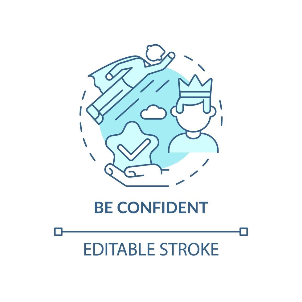 Be confident blue concept icon. Personality trait for successful leader. Achieve goals. Career advancement abstract idea thin line illustration. Vector isolated outline color drawing. Editable stroke