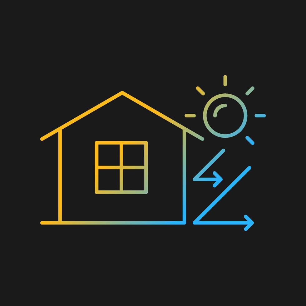 Heat insulation gradient vector icon for dark theme. House isolation. Thermal insulation. Energy-efficient home. Thin line color symbol. Modern style pictogram. Vector isolated outline drawing