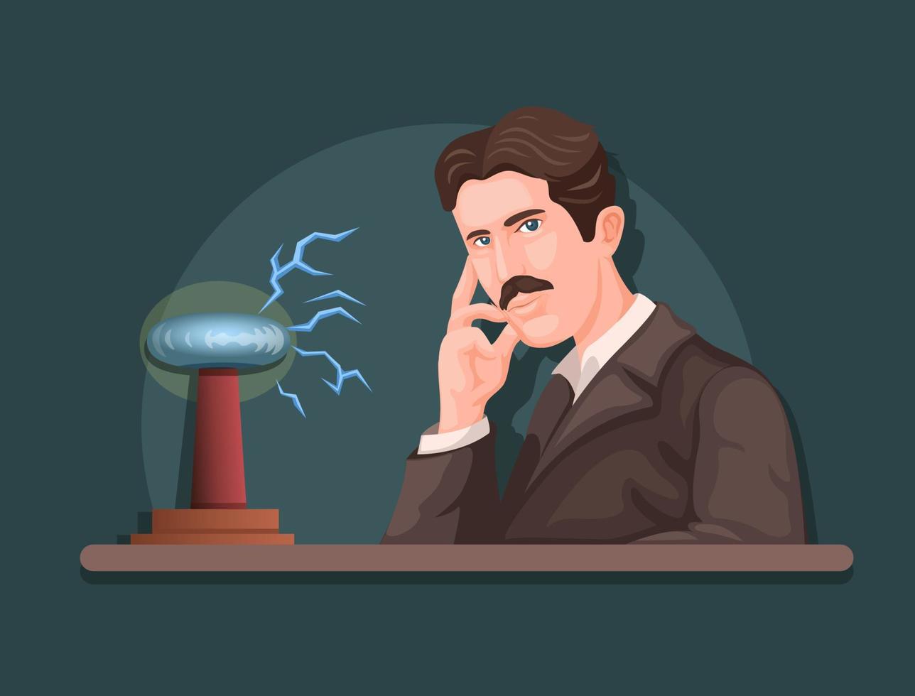 ilustración de nikola tesla inventor, vector de ilustración de personaje de ingeniero eléctrico