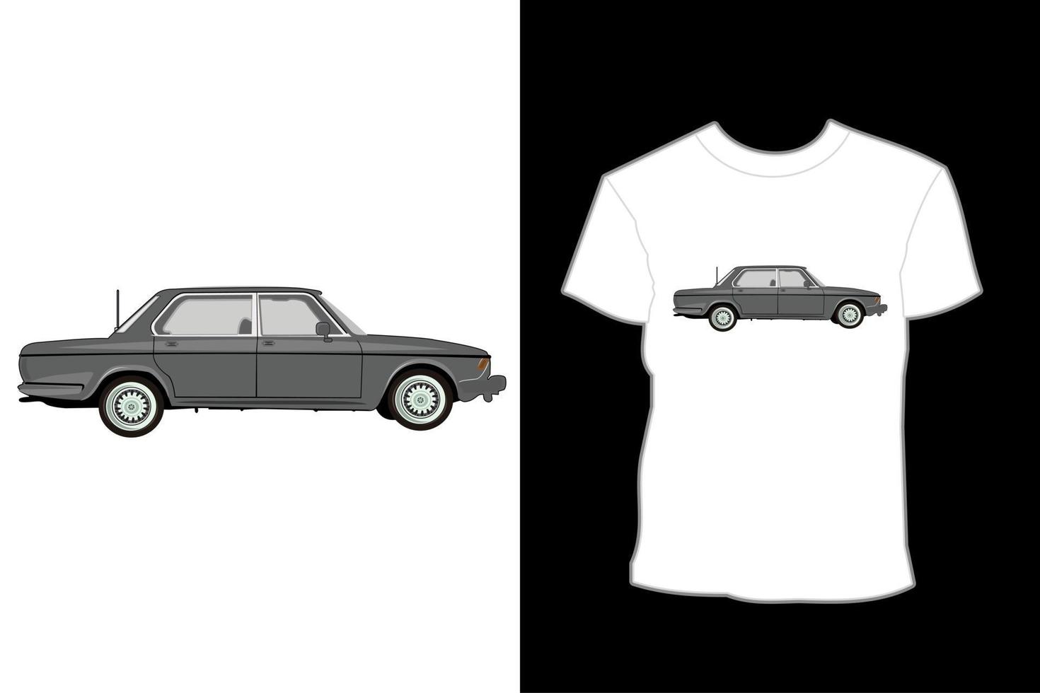 Vintage Old Sedan illustration t shirt design vector