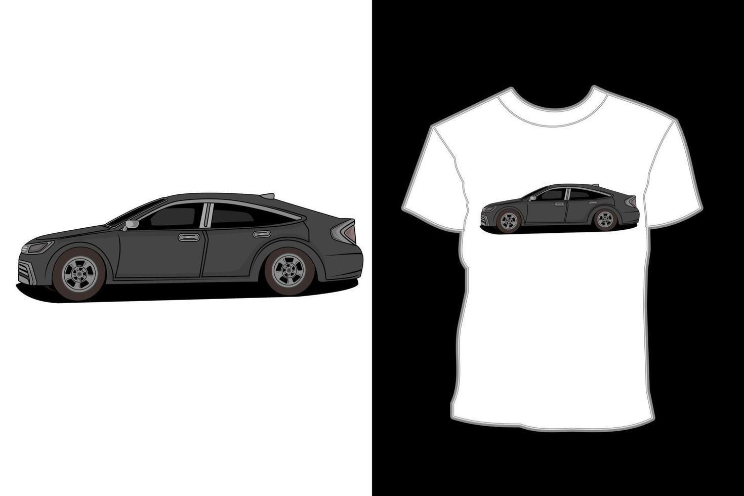 diseño de camiseta de ilustración de metro de coche vector