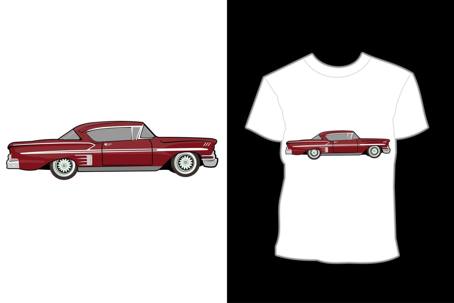 diseño de camiseta de ilustración de coche impala retro, vintage, clásico vector