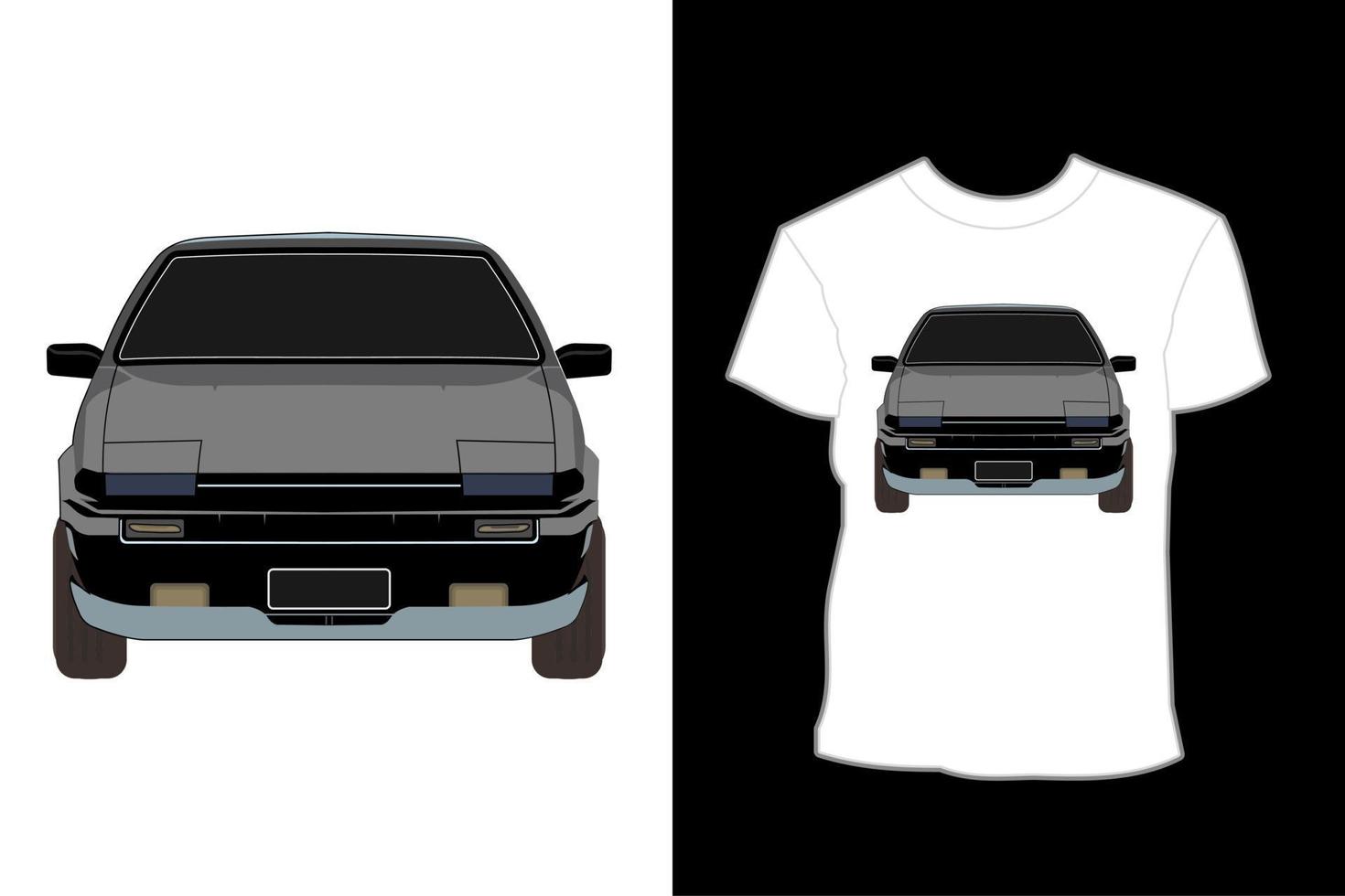 coche toyota starlet vista frontal ilustración camiseta diseño vector