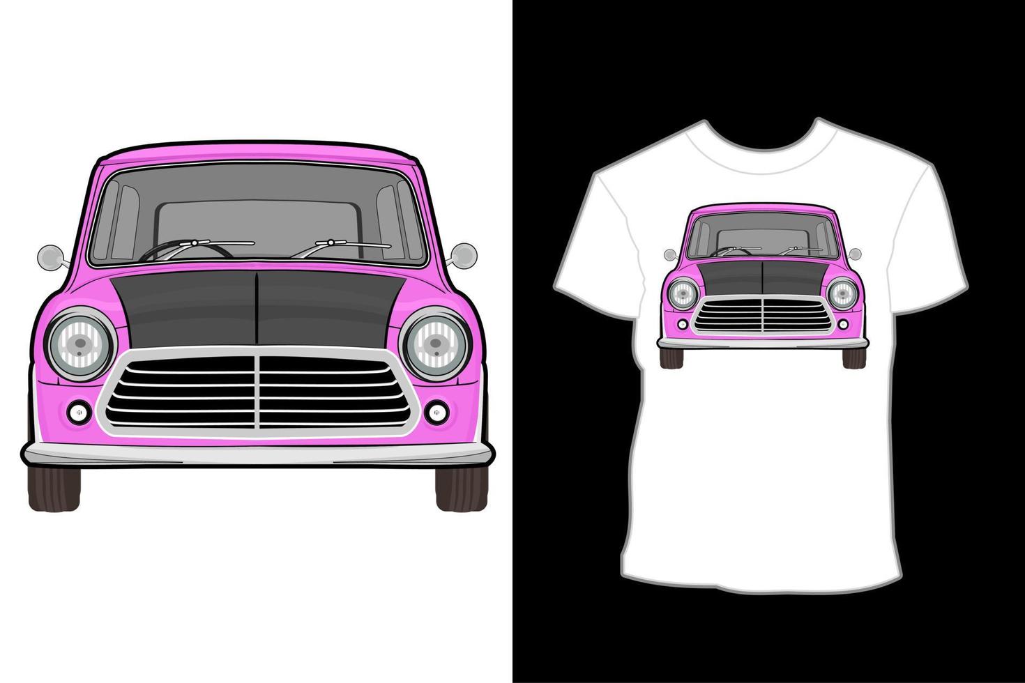 diseño de camiseta de ilustración de mini coche de cobre vector