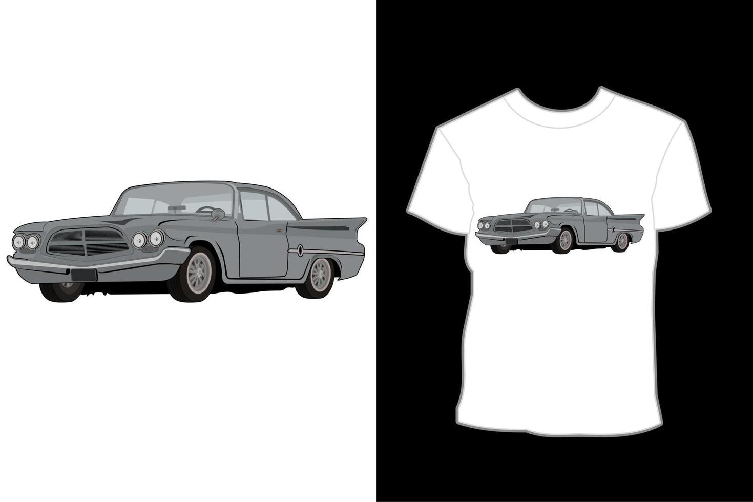 diseño de camiseta de ilustración de coche clásico retro sedán vector