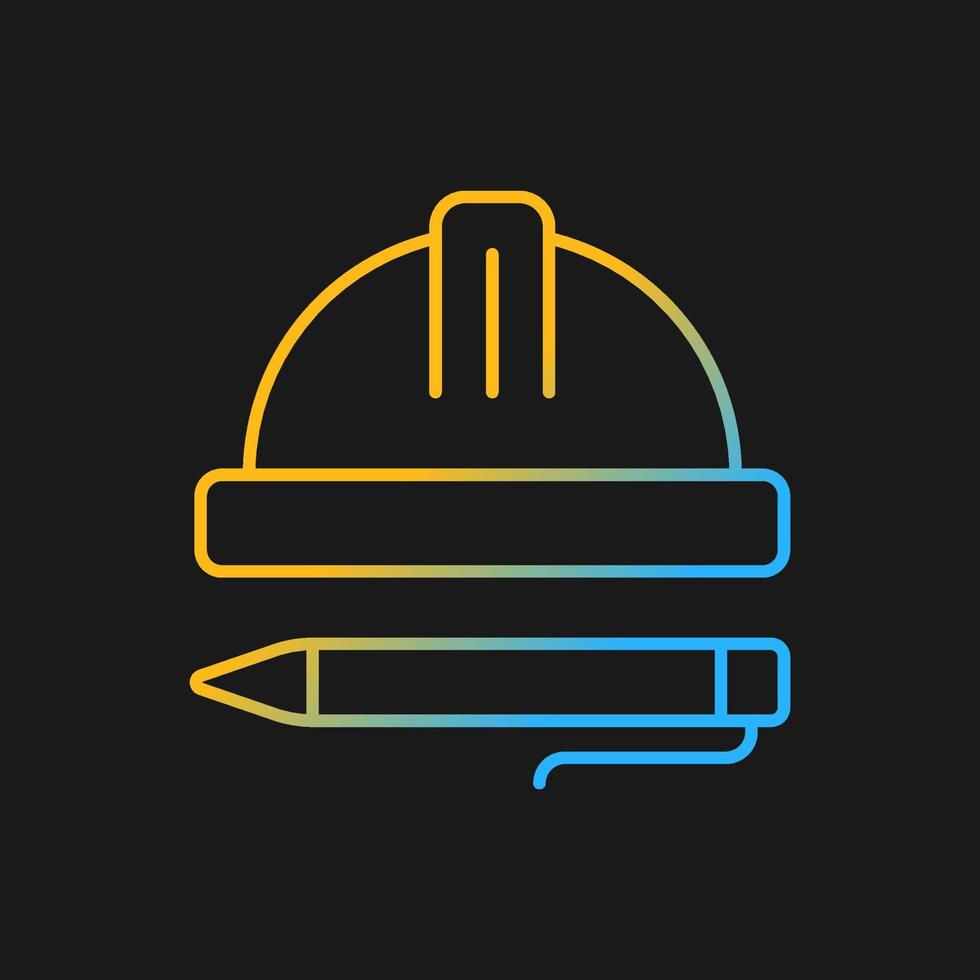 Inspection gradient vector icon for dark theme. Building inspector. New construction evaluation. Checking for defects. Thin line color symbol. Modern style pictogram. Vector isolated outline drawing