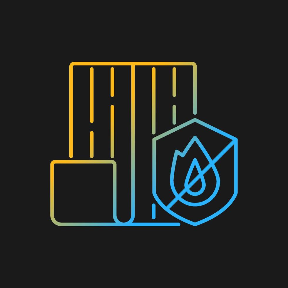 Resistance to fire gradient vector icon for dark theme. Choosing fireproof construction materials. Fire-resistant house. Thin line color symbol. Modern style pictogram. Vector isolated outline drawing