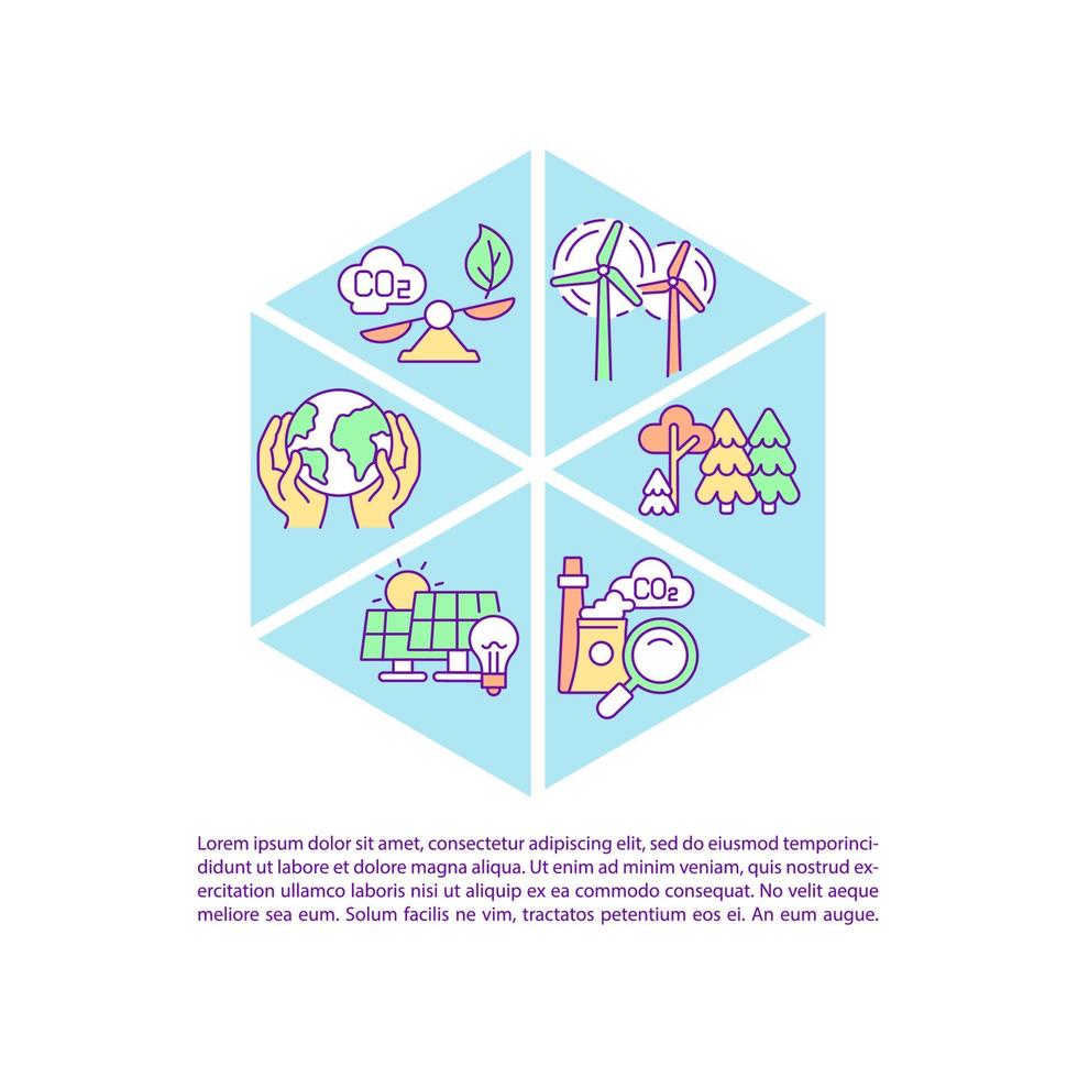 Slowing climate warming concept line icons with text. PPT page vector template with copy space. Brochure, magazine, newsletter design element. Improving air quality linear illustrations on white