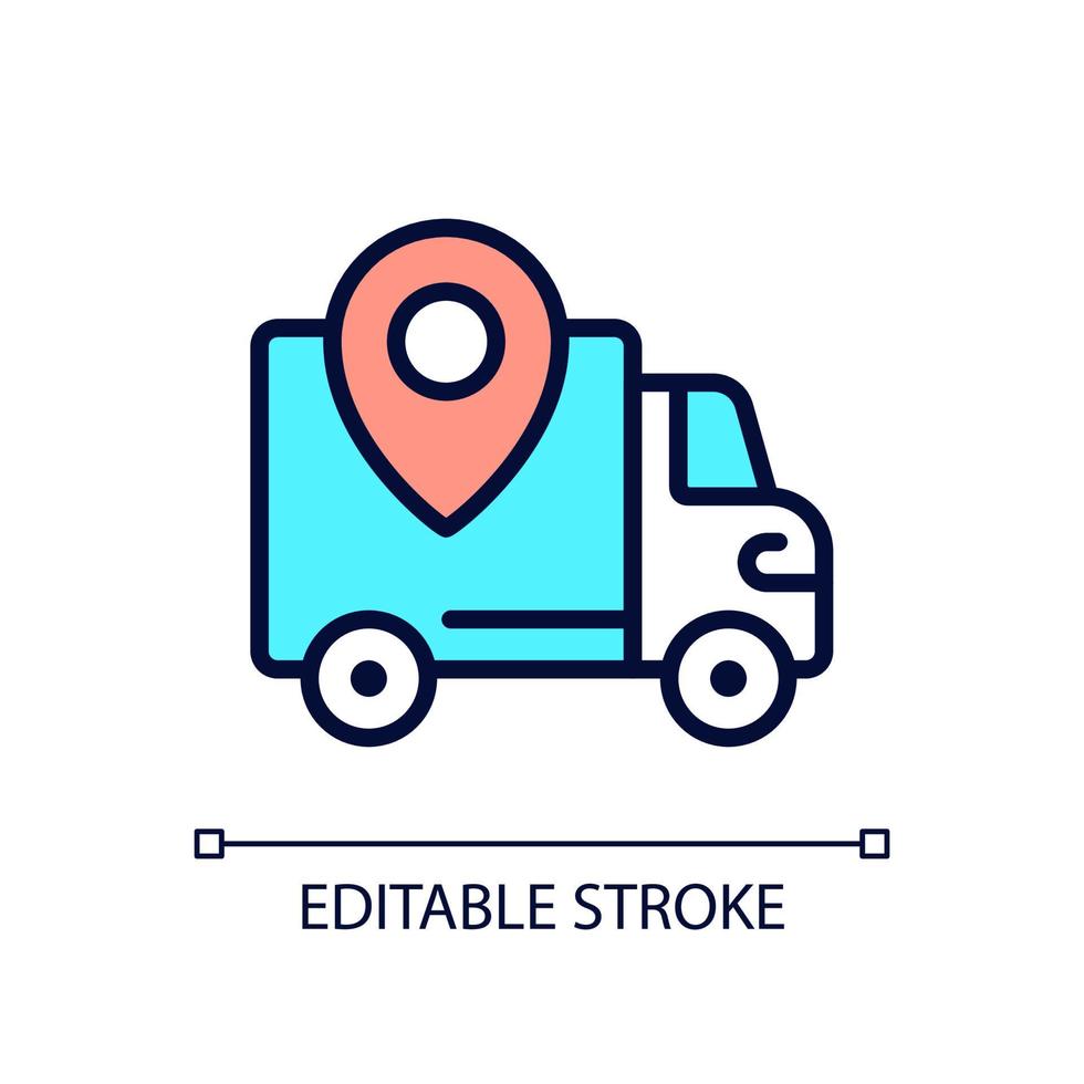 Shipping regions pixel perfect RGB color icon. Delivery service zone. Online shopping. Website information. Isolated vector illustration. Simple filled line drawing. Editable stroke. Arial font used