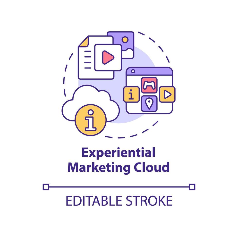 Experiential marketing cloud concept icon. E-commerce business promotion abstract idea thin line illustration. Isolated outline drawing. Editable stroke. Arial, Myriad Pro-Bold fonts used vector