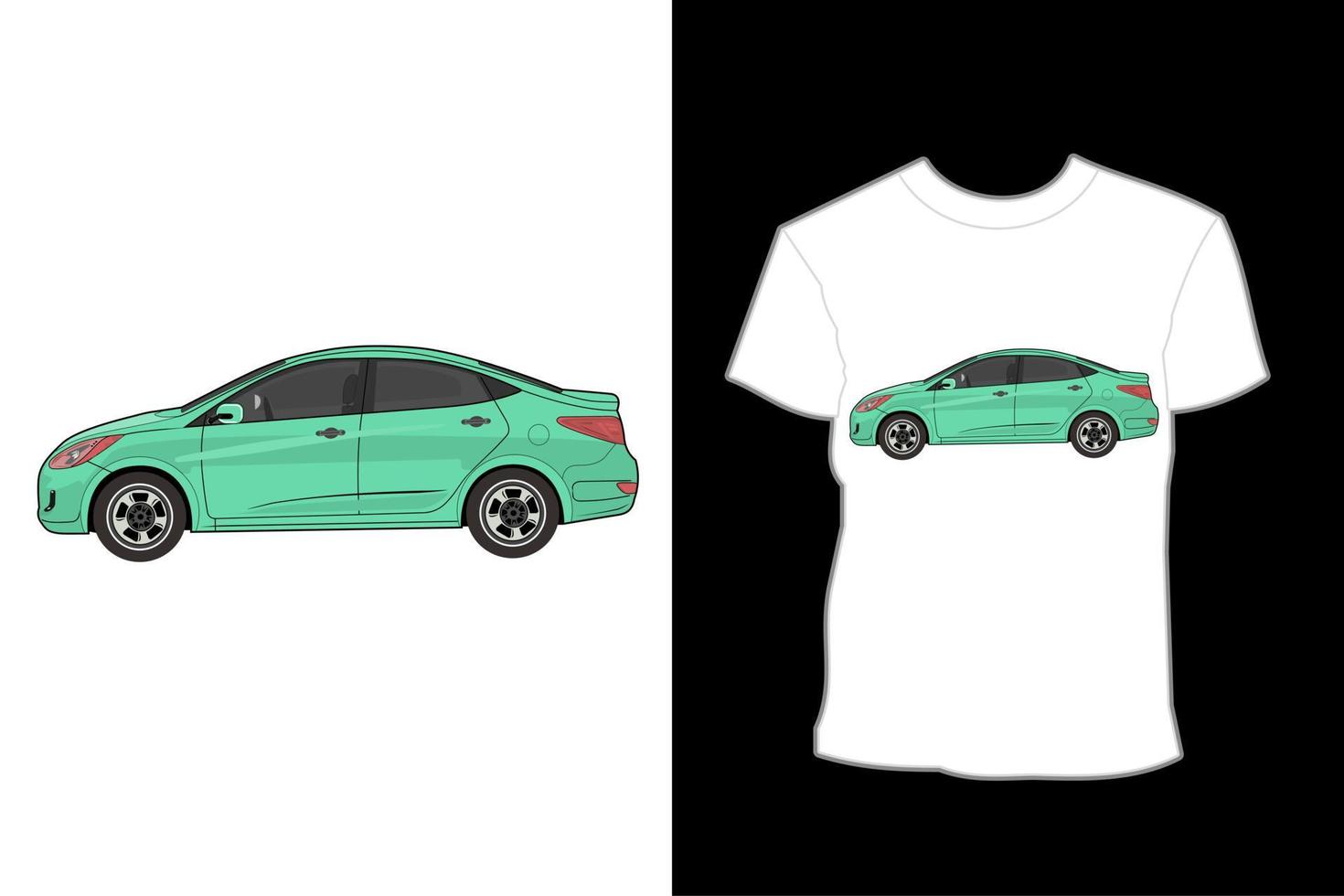 diseño de camiseta con ilustración de coche con acento hyundai vector