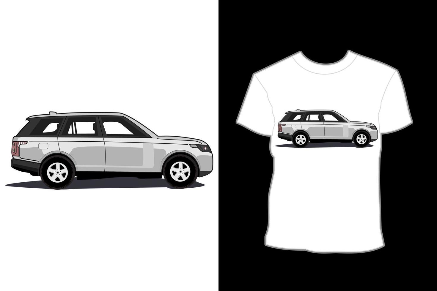 white land rover illustration t shirt design vector