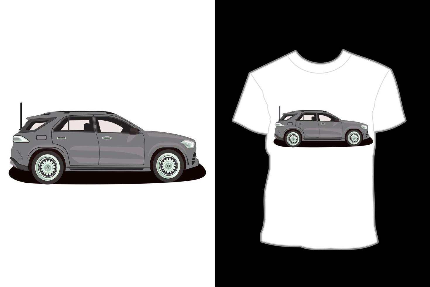 diseño de camiseta de ilustración de vista lateral de coche de ciudad moderna vector