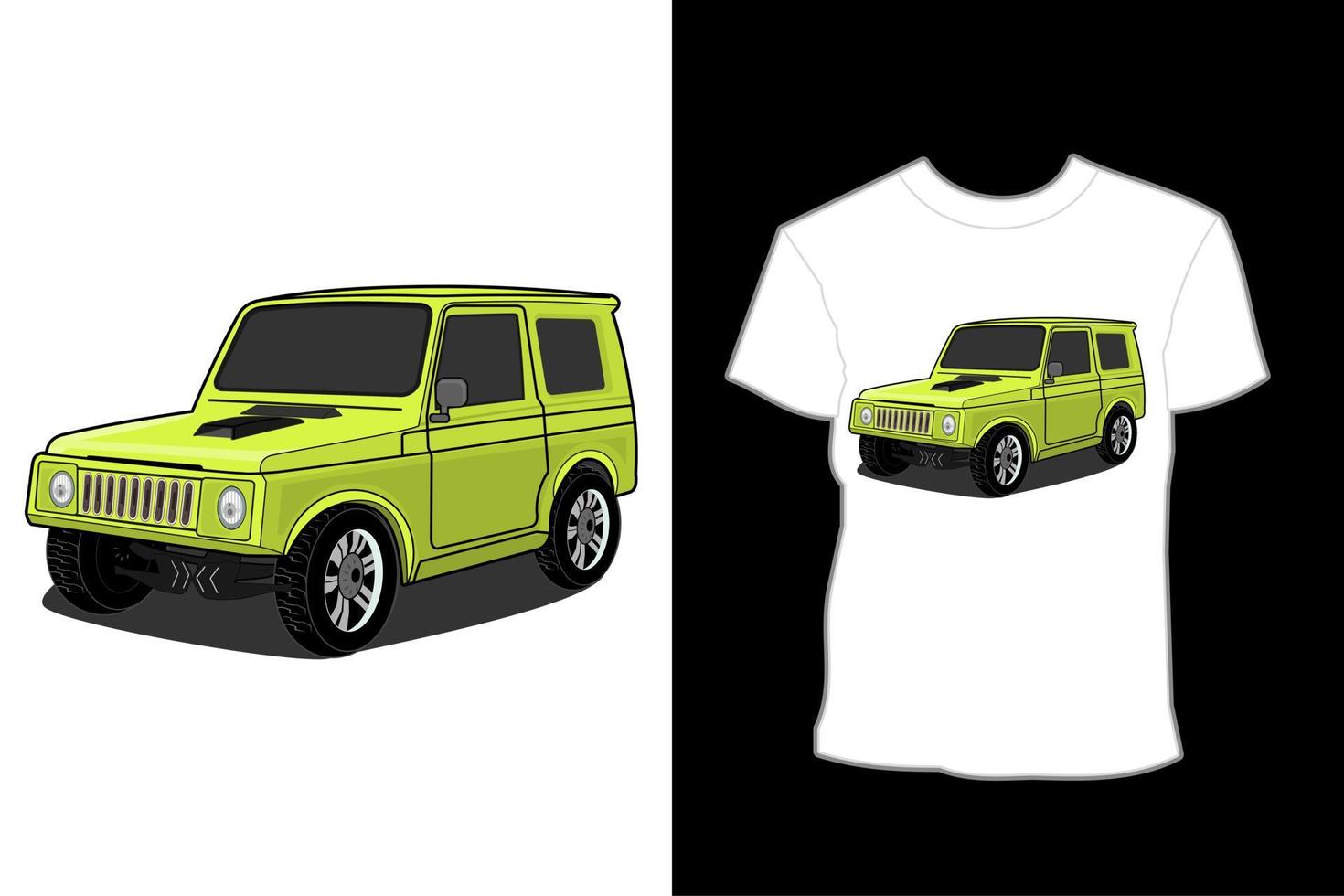 diseño de camiseta de ilustración de coche jeep katina vector