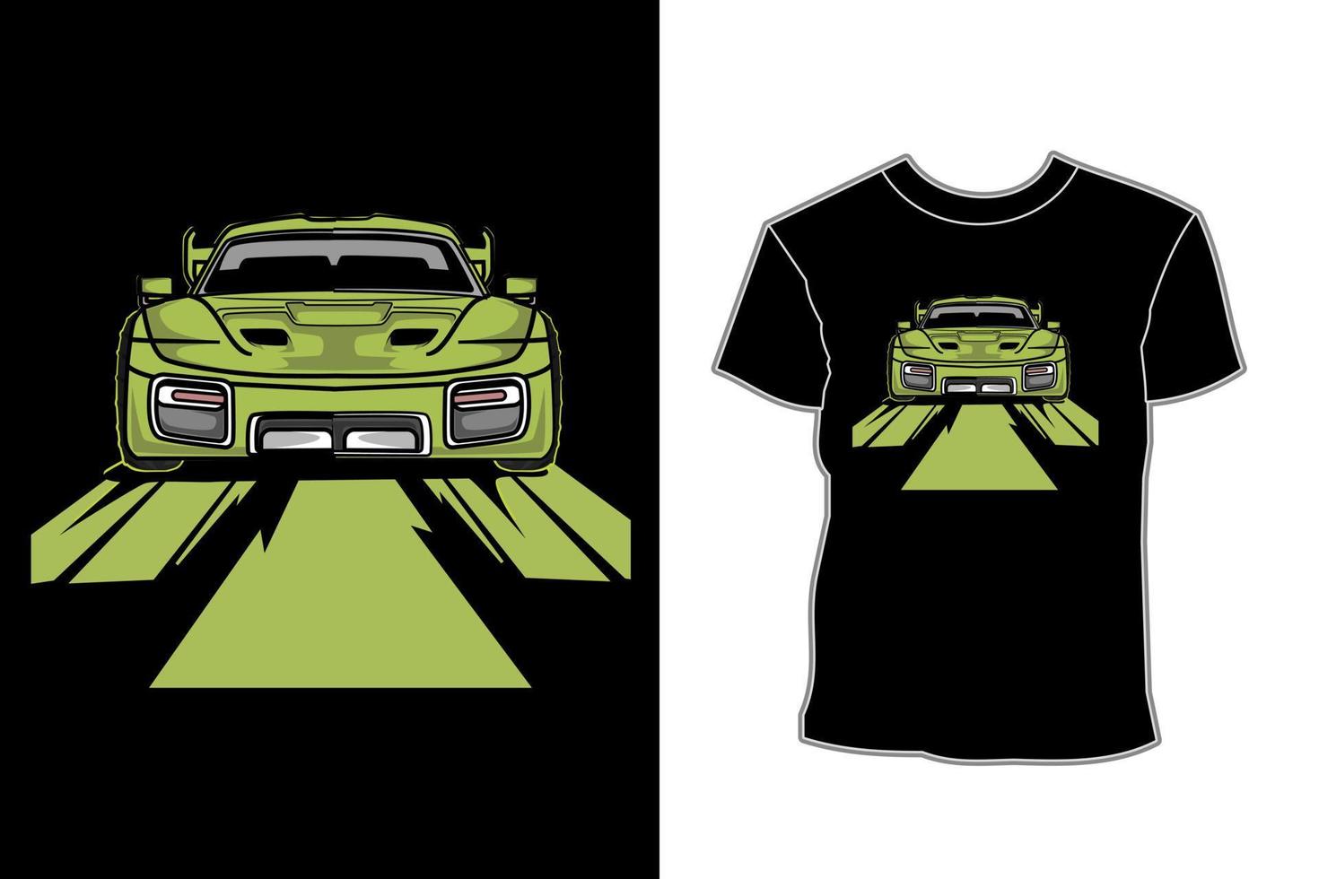 diseño de camiseta de ilustración de coche deportivo moderno verde vector