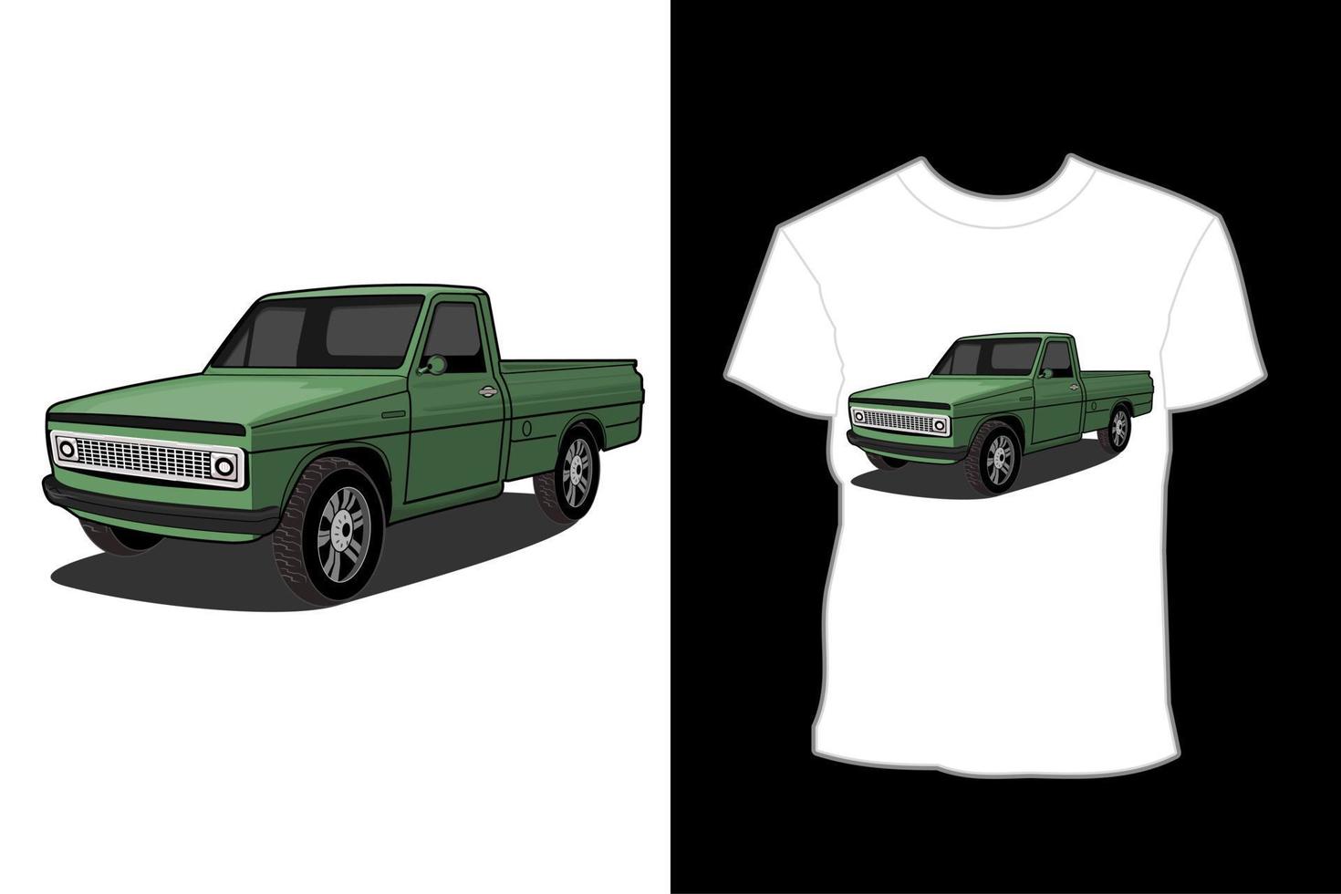 diseño de camiseta de ilustración de camioneta toyota vector