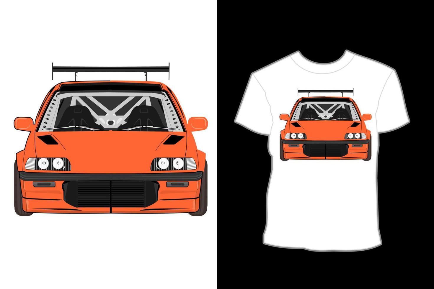 diseño de camiseta de ilustración de coche cívico de honda vector