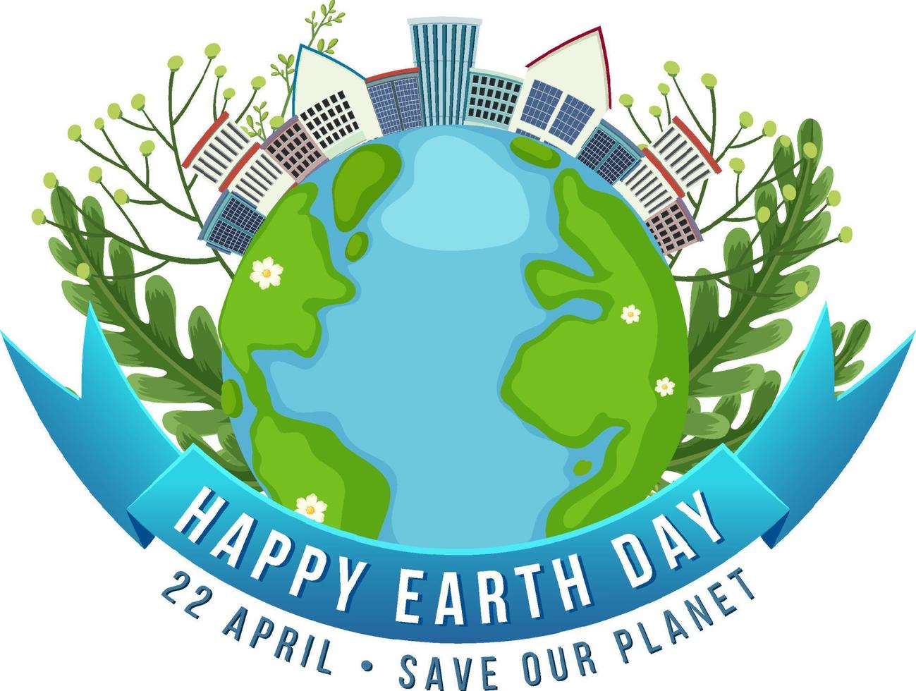 Happy Earth Day On 22 April Banner Design vector