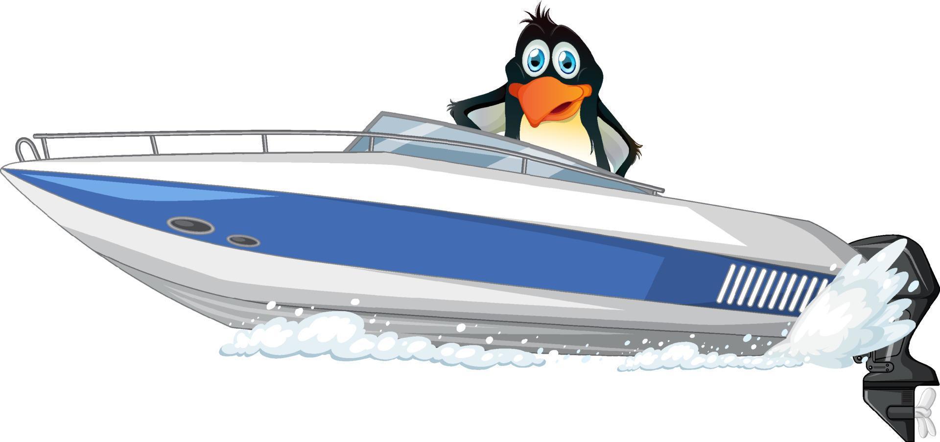Penguin on a speed boat in cartoon style 5921448 Vector Art at Vecteezy