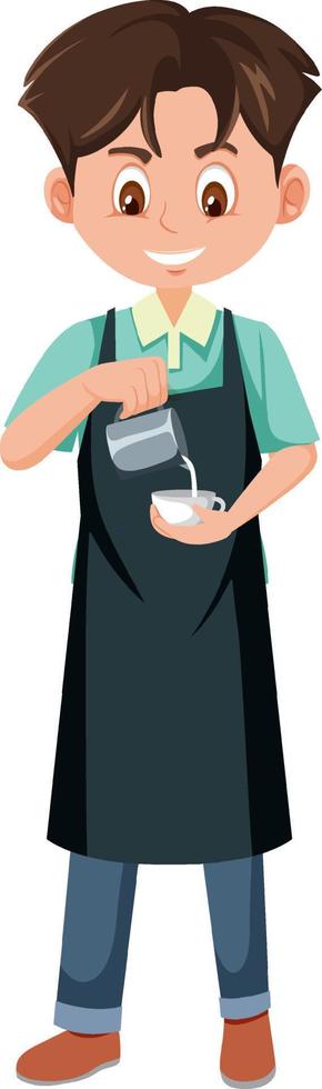 un personaje de dibujos animados de barista sobre fondo blanco vector