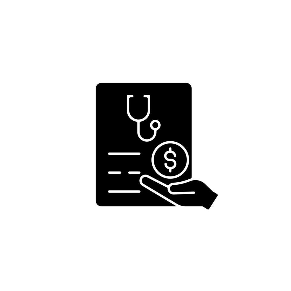 Paid sick days black glyph icon. Keep employees healthy. Decreasing employee absenteeism. Paid time off from work. Reducing flu spread. Silhouette symbol on white space. Vector isolated illustration
