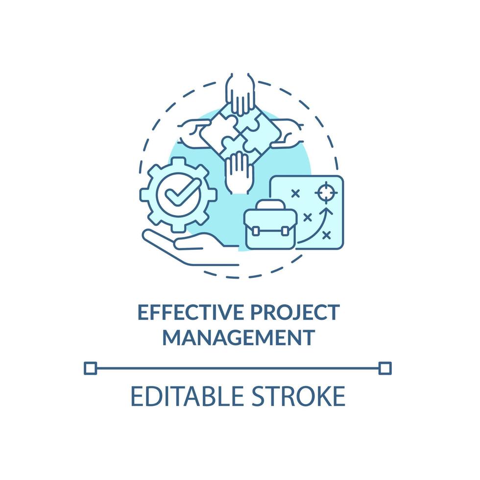 Effective project management blue concept icon. Organizing productive teamwork. Employee monitoring abstract idea thin line illustration. Vector isolated outline color drawing. Editable stroke
