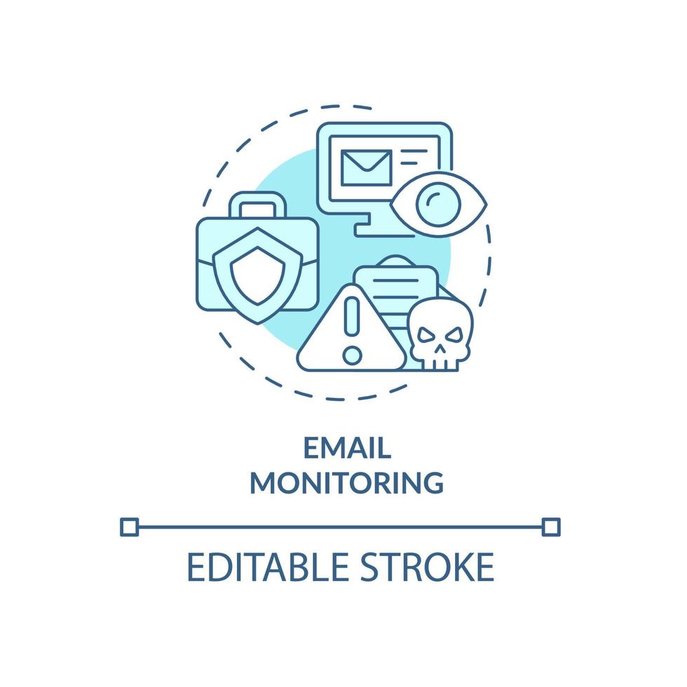 Email monitoring blue concept icon. Tracking messages for work safety control. Employee monitoring abstract idea thin line illustration. Vector isolated outline color drawing. Editable stroke