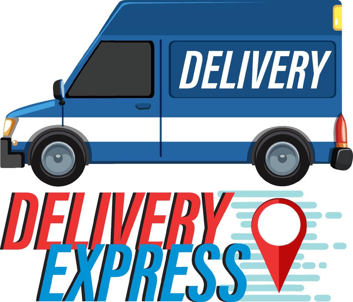 Delivery Express wordmark with panel van vector