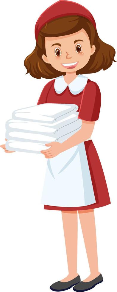 A housekeeper cartoon character on white background vector