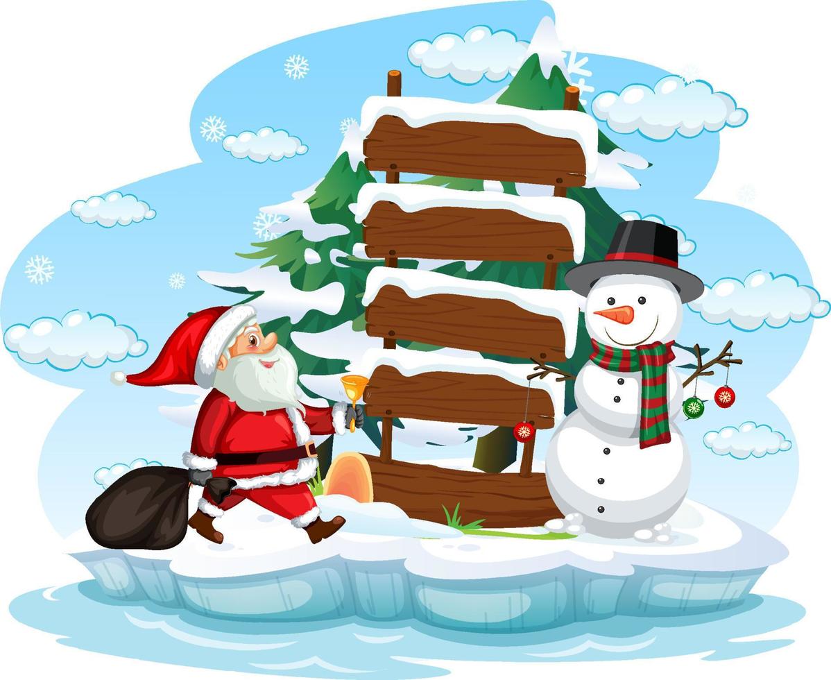 Snowy day with Santa Claus and snowman vector