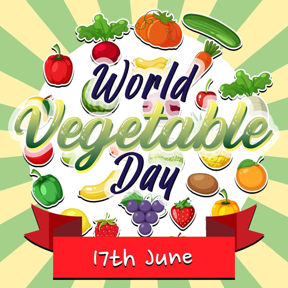 cartel del día mundial de la verdura con verduras y frutas vector